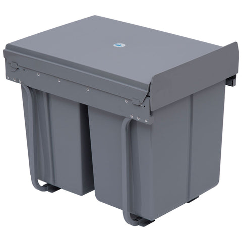 Rootz Built-in Rubbish Bin Set - Waste Separation - Recycling Bins - Space-Saving - 48cm x 34.2cm x 41.8cm