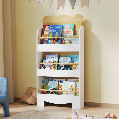 Rootz Children's Bookshelf - Kids Storage Shelf - Wooden Bookcase - Anti-Tilt Safety - 55x15x110cm White