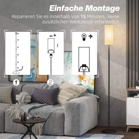 Rootz Floor Lamp - Umbrella Lamp - White and Black Standing Lamp - Foot Switch Convenience - Ø22 x 163cm