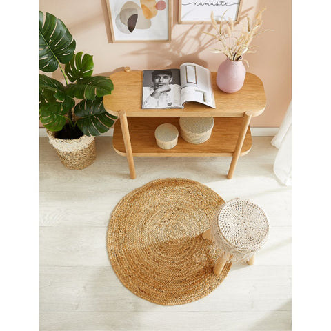 Rootz Jute Carpet - Round Rug - Handwoven Mat - Natural Warmth - 150cm Diameter