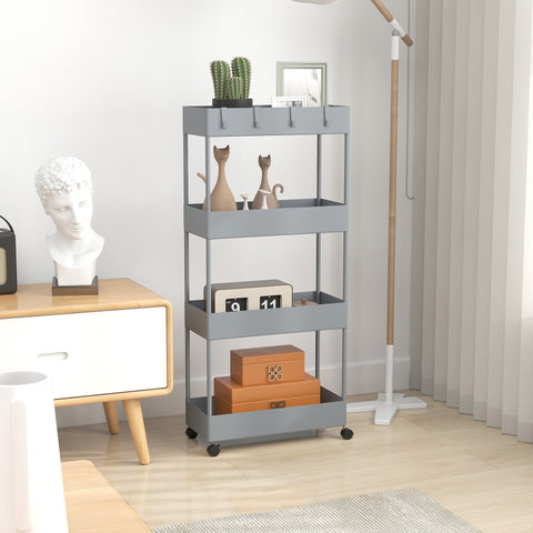 Rootz Kitchen Cart - Niche Car - Storage Trolley - Extra Space - Grey - 40cm x 19cm x 90cm