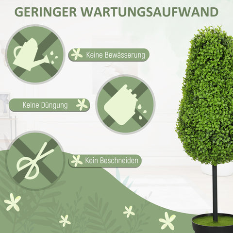 Rootz 2 Piece Set Artificial Boxwood - Faux Plant - Faux Greenery - UV Resistant - 90cm Tall - Pot Size Ø20cm