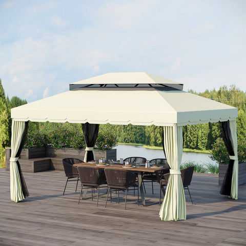 Rootz Garden Pavilion Barnum - Patio Canopy - Outdoor Gazebo - Protection from Sun & Insects - 390cm x 290cm x 270cm