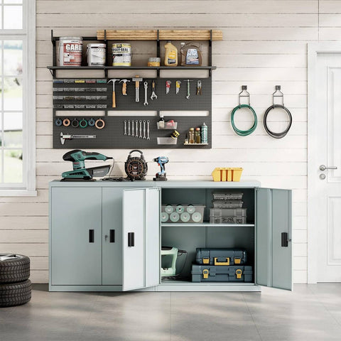 Rootz Metal Filing Cabinet - Document Organizer - Office Storage - Lockable & Spacious - 90cm x 92cm x 40cm