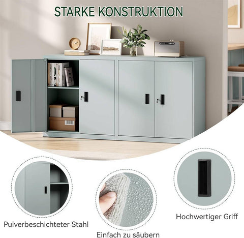 Rootz Metal Filing Cabinet - Document Organizer - Office Storage - Lockable & Spacious - 90cm x 92cm x 40cm