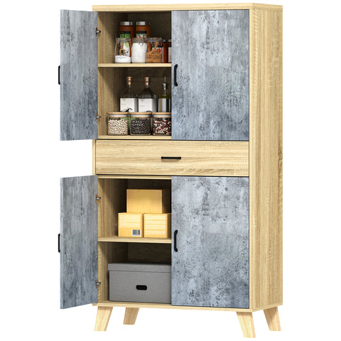 Rootz Kitchen Cabinet Buffet - Storage Cabinet - Kitchen Hutch - Adjustable Shelves - 80cm x 40cm x 152.5cm