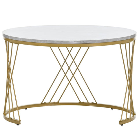 Rootz Set of 2 Modern Coffee Tables - High-Gloss Marble - Nesting Tables - 30kg Load Capacity - 70cm x 70cm x 45cm