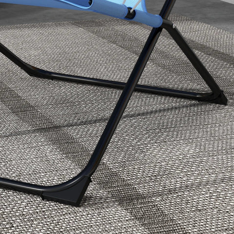 Rootz Garden Chairs - Folding Chair - 4 Level - Adjustable Breathable - Metal Frame - Steel - Polyester - Foam - Black-Blue - 69L x 91W x 96H cm