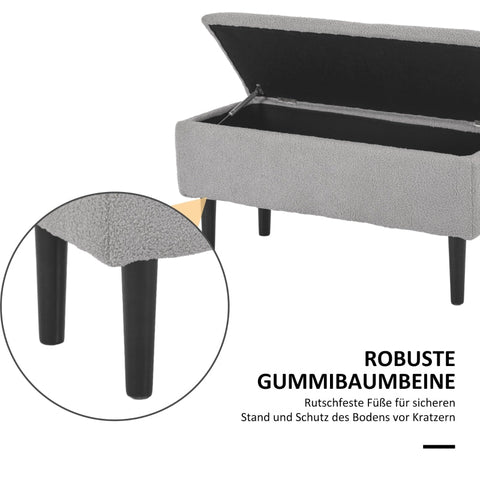 Rootz Upholstered Bench - Shoe Bench - Bed Bench - Stylish Storage Solution - 95cm x 38cm x 45cm