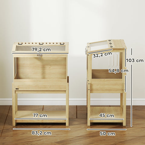 Rootz 2 Floor Hamster Cage - Rodent Enclosure - Small Animal Habitat - Foldable Lid - Brown - 83.2cm x 50cm x 103cm