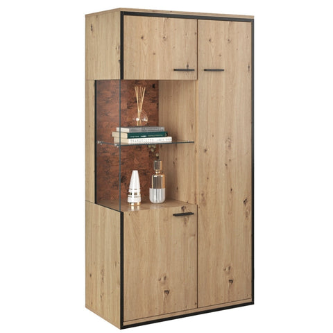 Rootz Modern Display Cabinet - Showcase - LED Cabinet - 15 Color LED Lighting - 150H x 78W x 40D cm