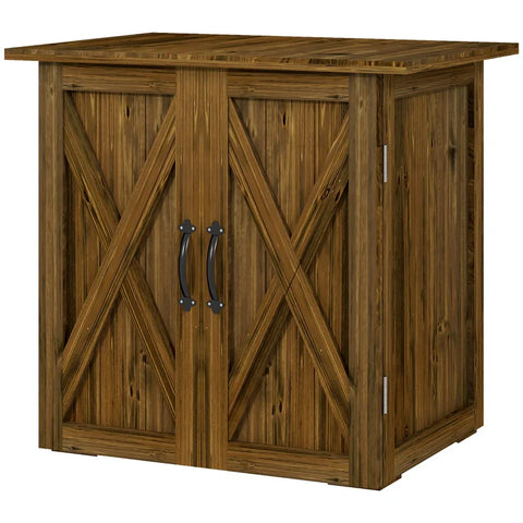Rootz Garden Shed - Double Door - Magnetic Closures - Garden Cupboards - Weatherproof - Natural Wood - Brown - 77W x 55D x 72H cm