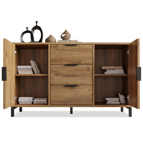 Rootz 2 Door 3 Drawer Chest - Storage Unit - Bedroom Dresser - Ample Storage - 120L x 40W x 76H cm