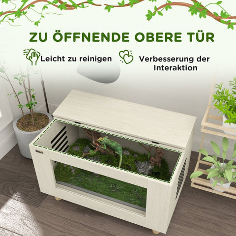 Rootz Reptile Box Terrarium - Vivarium - Kweekbox - Gemakkelijke toegang - Gezonde luchtstroom - Duidelijk zicht - 80 cm x 50 cm x 50 cm - Gehard glas