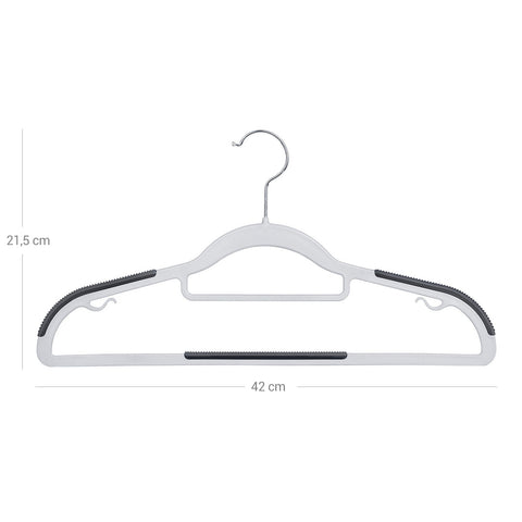 Rootz 50 Pack Classic Clothes Hangers - Wardrobe Hangers - Closet Organizers - ABS Plastic - 42cm x 0.6cm x 21.5cm