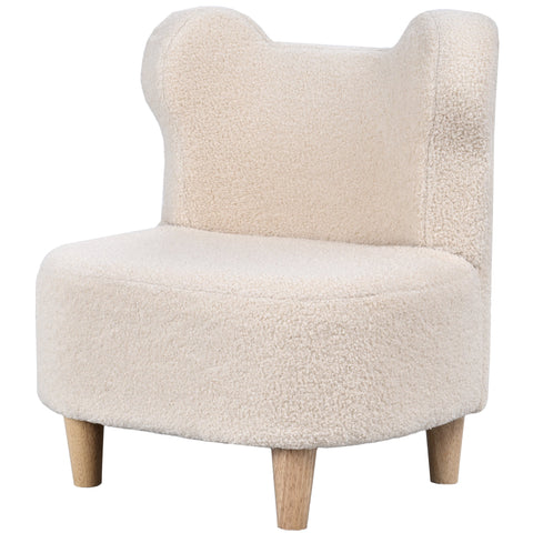 Rootz Children's Armchair - Plush Seat - Kids' Sofa - Cozy Comfort - Bear Ears - Fleece & Foam - White- 47cm x 43cm x 53cm