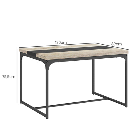 Rootz Dining Table for 6 - Industrial Table - Black Metal & Brown Table - Spacious Elegance - 120L x 89W x 75.5H cm