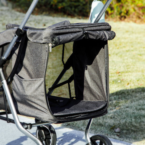 Rootz Dog Car Buggy - Pet Transport Stroller - Foldable Pet Carrier - Lightweight Design - 80cm x 48.5cm x 106cm