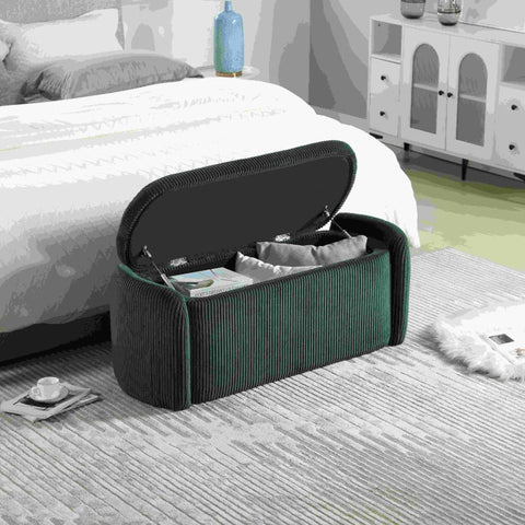 Rootz Storage Stool - Velvet Ottoman - Upholstered Bench - Spacious Storage - 112L x 41W x 42H cm