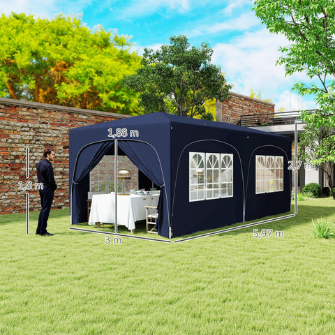 Rootz 3x6m Pop-up Gazebo - Garden Tent - Pavilion - UPF50+ UV Protection - Adjustable Height - 597cm x 300cm x 270cm
