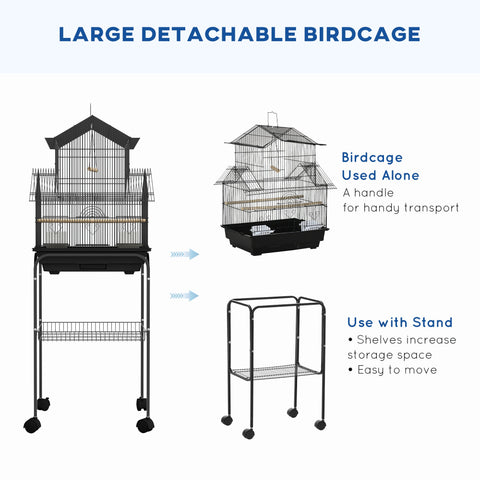 Rootz Bird Cage Birdhouse - Aviary House - Bird Shelter - Easy Cleaning & Transport - 50.5L x 41W x 121H cm