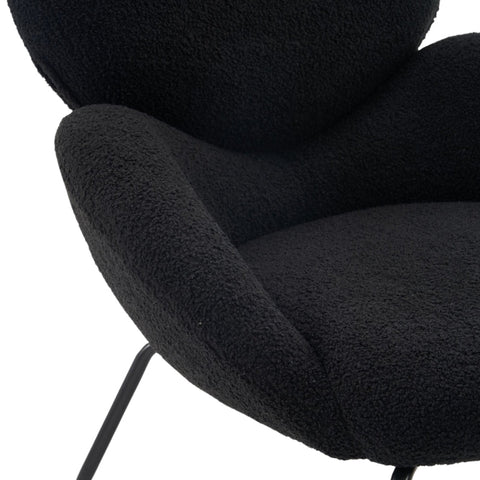 Rootz Teddy Velvet Dressing Chair - Velvet Accent Chair - Upholstered Seating - Comfortable High-Density Foam - 74.1cm x 77.9cm x 81cm, Black