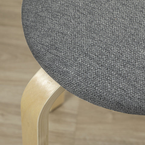 Rootz 4-Set Upholstered Stackable Stool - Space-Saving Seating - Stack Stools - Comfort Foam - Ø40 x 45H cm