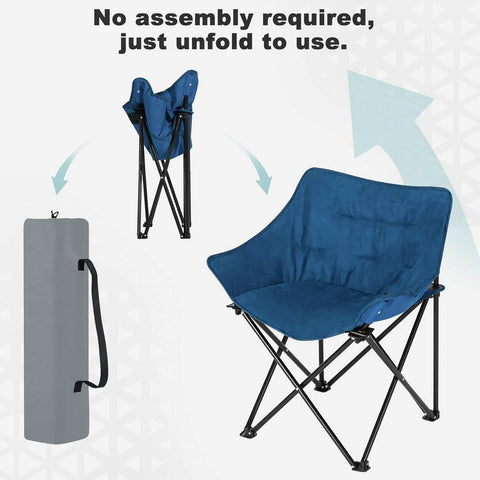 Rootz Ultimate Comfort Folding Camping Chair - Portable Chair - Outdoor Seating - Durable Oxford Fabric - Lightweight & Compact - Stylish Faux Suede - 63cm x 73.5cm x 44.5cm