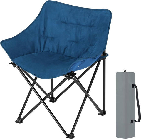 Rootz Ultimate Comfort Folding Camping Chair - Portable Chair - Outdoor Seating - Durable Oxford Fabric - Lightweight & Compact - Stylish Faux Suede - 63cm x 73.5cm x 44.5cm