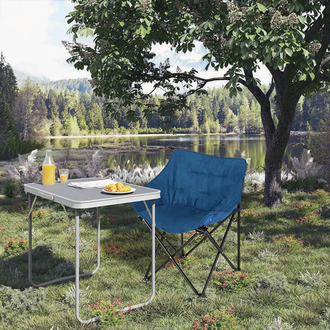 Rootz Ultimate Comfort Folding Camping Chair - Portable Chair - Outdoor Seating - Durable Oxford Fabric - Lightweight & Compact - Stylish Faux Suede - 63cm x 73.5cm x 44.5cm