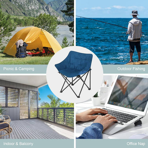 Rootz Folding Camping Chair - Portable Chair - Outdoor Seating - Comfortable Padding - Durable Design - Easy Transport - 63cm x 73.5cm x 44.5cm