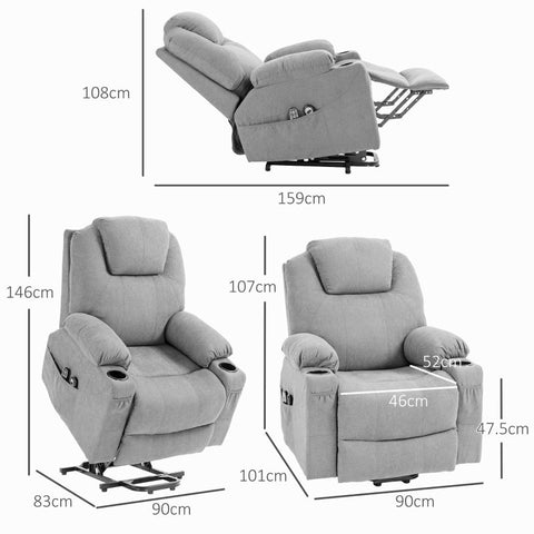 Rootz TV Armchair - Recliner Chair - Massage Chair - Ultimate Comfort - Effortless Stand-Up Assistance - Customizable Recline - Full-Body Massage - 90L x 101W x 107H cm - Polyester, Foam