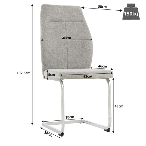 Rootz 4 Piece Set Dining Room Chairs - Ergonomic Chairs - Modern Seating - Breathable Linen - 43cm x 58cm x 102.5cm