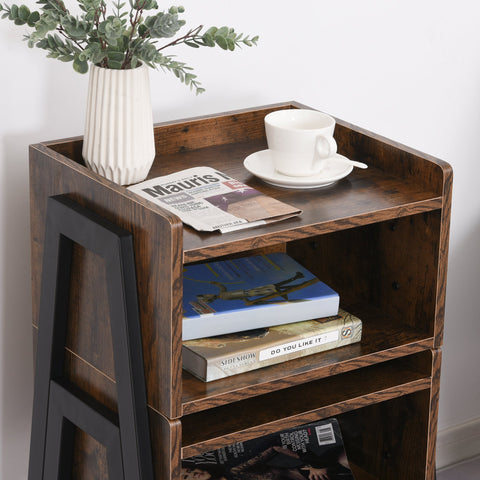 Rootz 2 Stackable Bedside Tables Set - Night Consoles - Wooden Side Tables - Industrial Style - 46 x 35 x 52.5 cm - Space-Saving Design