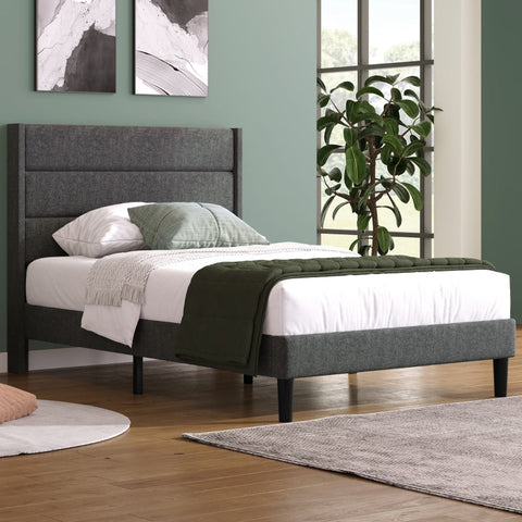 Rootz Single Bed - Modern Bed - Stylish Bed Frame - Padded Headboard - Comfort & Style - 96L x 209W x 111H cm