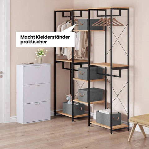 Rootz 6 Piece Set Storage Basket with Lid - Clothes Organizer - Fabric Boxes - Collapsible Design - Cationic Polyester - Various Sizes - Gray - 20L/27L/36L/51L