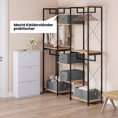 Rootz 6 Piece Storage Box Set - Organizing Bins - Folding Containers - Easy Transport Handles - Grey - 27L - 48x29x20cm