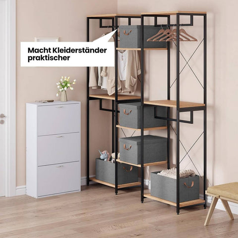 Rootz 6 Piece Set Storage Boxes - Organizing Baskets - Foldable Containers - Dust Protection - 36L Grey 43x33x26 cm