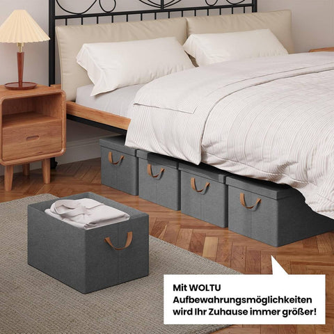 Rootz 6 Piece Set Storage Boxes - Organizing Baskets - Foldable Containers - Dust Protection - 36L Grey 43x33x26 cm