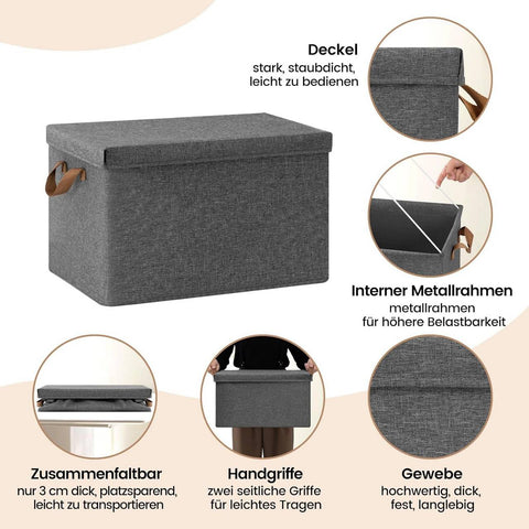 Rootz 6 Piece Set Storage Boxes - Organizing Baskets - Foldable Containers - Dust Protection - 36L Grey 43x33x26 cm