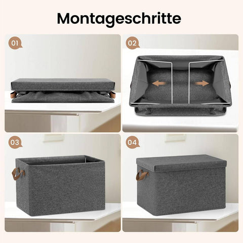 Rootz 6 Piece Set Storage Boxes - Organizing Baskets - Foldable Containers - Dust Protection - 36L Grey 43x33x26 cm