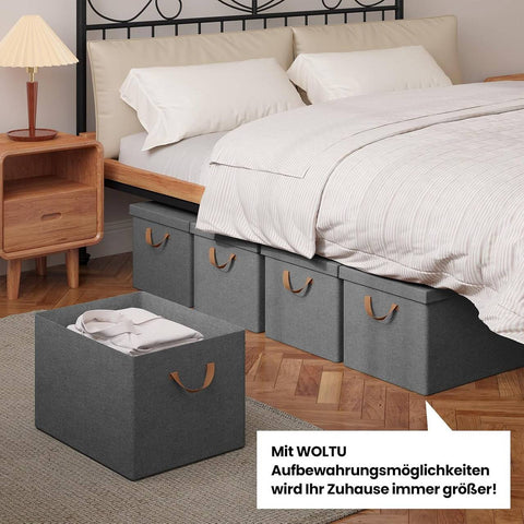 Rootz 6 Set Storage Boxes - Organizers - Foldable Containers - Space-Saving - 51L (48x36x30 cm) with Lids and Handles