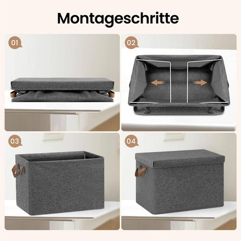 Rootz 6 Set Storage Boxes - Organizers - Foldable Containers - Space-Saving - 51L (48x36x30 cm) with Lids and Handles