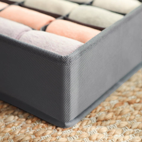 Rootz 8 Piece Set Drawer Organizers - Underwear Storage - Fabric Boxes - Closet Organization - Gray - Non-Woven Fabric - PE Board - Cardboard - 32cm x 32cm x 10cm