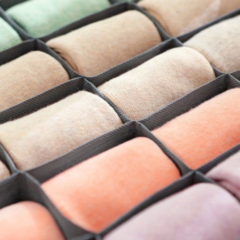 Rootz 8 Piece Set Drawer Organizers - Underwear Storage - Fabric Boxes - Closet Organization - Gray - Non-Woven Fabric - PE Board - Cardboard - 32cm x 32cm x 10cm