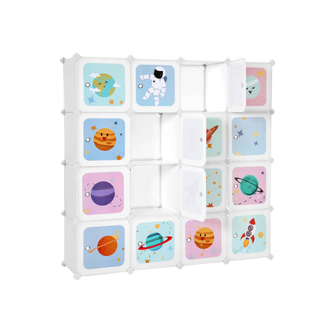 Rootz Children's Space-Themed Storage Cabinet - Kid's Cube Shelf - Organizational Unit - Encourages Tidiness - 123cm x 31cm x 123cm