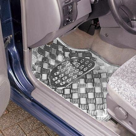 Rootz Universal Auto Footmats Set - Car Floor Mats - Durable Car Liners - Optimal Protection - 69x49cm Front, 46x47cm Rear - Silver Chrome Optics