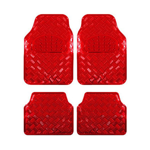 Rootz Universal Auto Footries Set - Car Floor Mats - Aluminum Chrome - Durable Protection - 69 x 49 cm Front, 46 x 47 cm Rear Mats