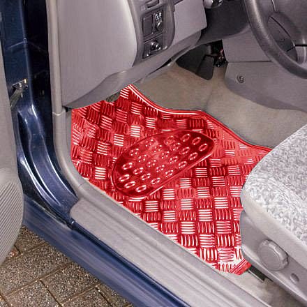 Rootz Universal Auto Footries Set - Car Floor Mats - Aluminum Chrome - Durable Protection - 69 x 49 cm Front, 46 x 47 cm Rear Mats