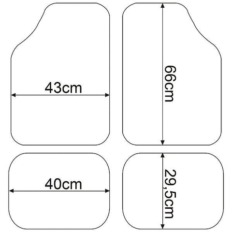 Rootz Universal Car Floor Mats Set - Vehicle Protector - Carpet Mats - Water-repellent - 43cm x 66cm, 41cm x 30cm - PP Fabric